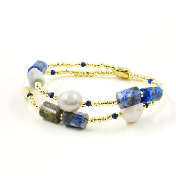 Bracciale Elastico ematite, lapis, perla