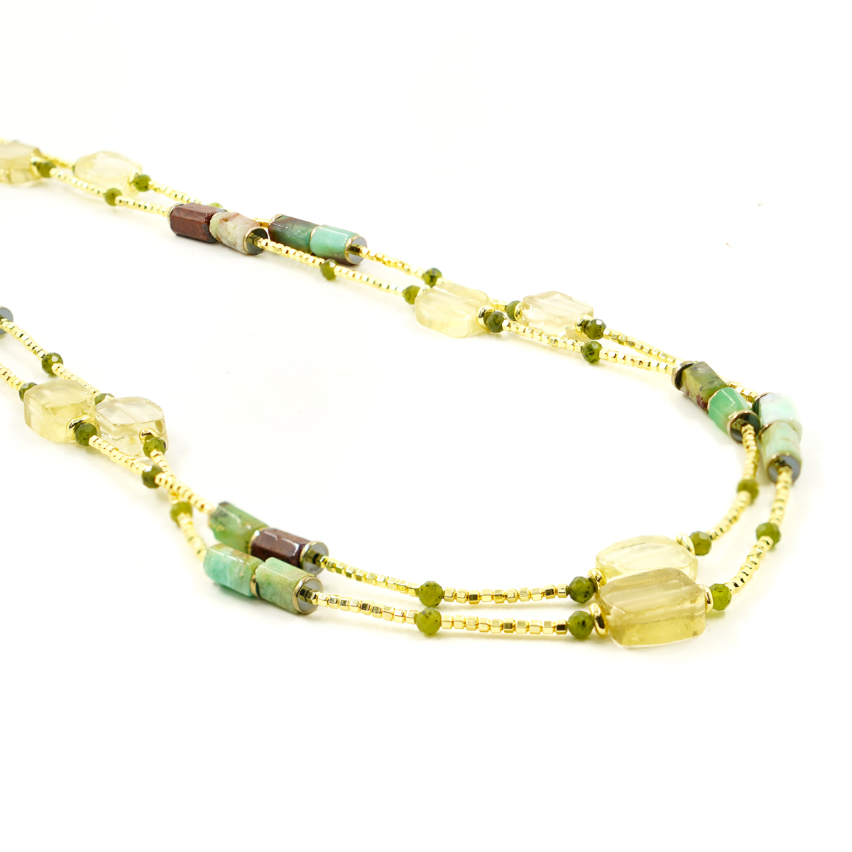 Collana ematite, crisoprasio, giada, chiusura argento
