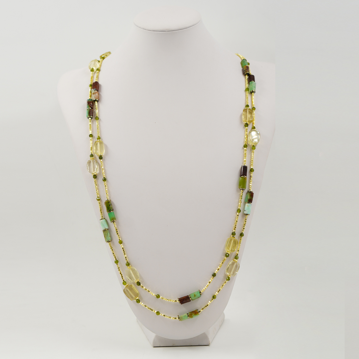 Collana ematite, crisoprasio, giada, chiusura argento - immagine 2