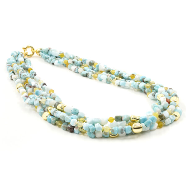 Collana larimar, opale, chiusura argento