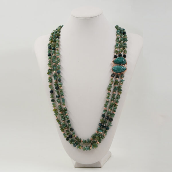 Collana apatite, agata, chiusura argento
