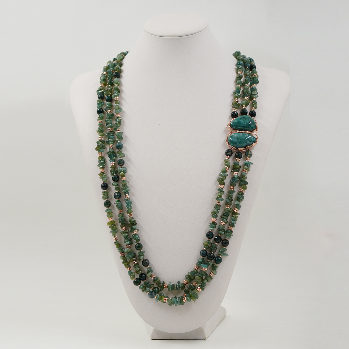 Collana apatite, agata, chiusura argento