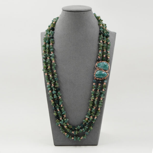 Collana apatite, agata, chiusura argento