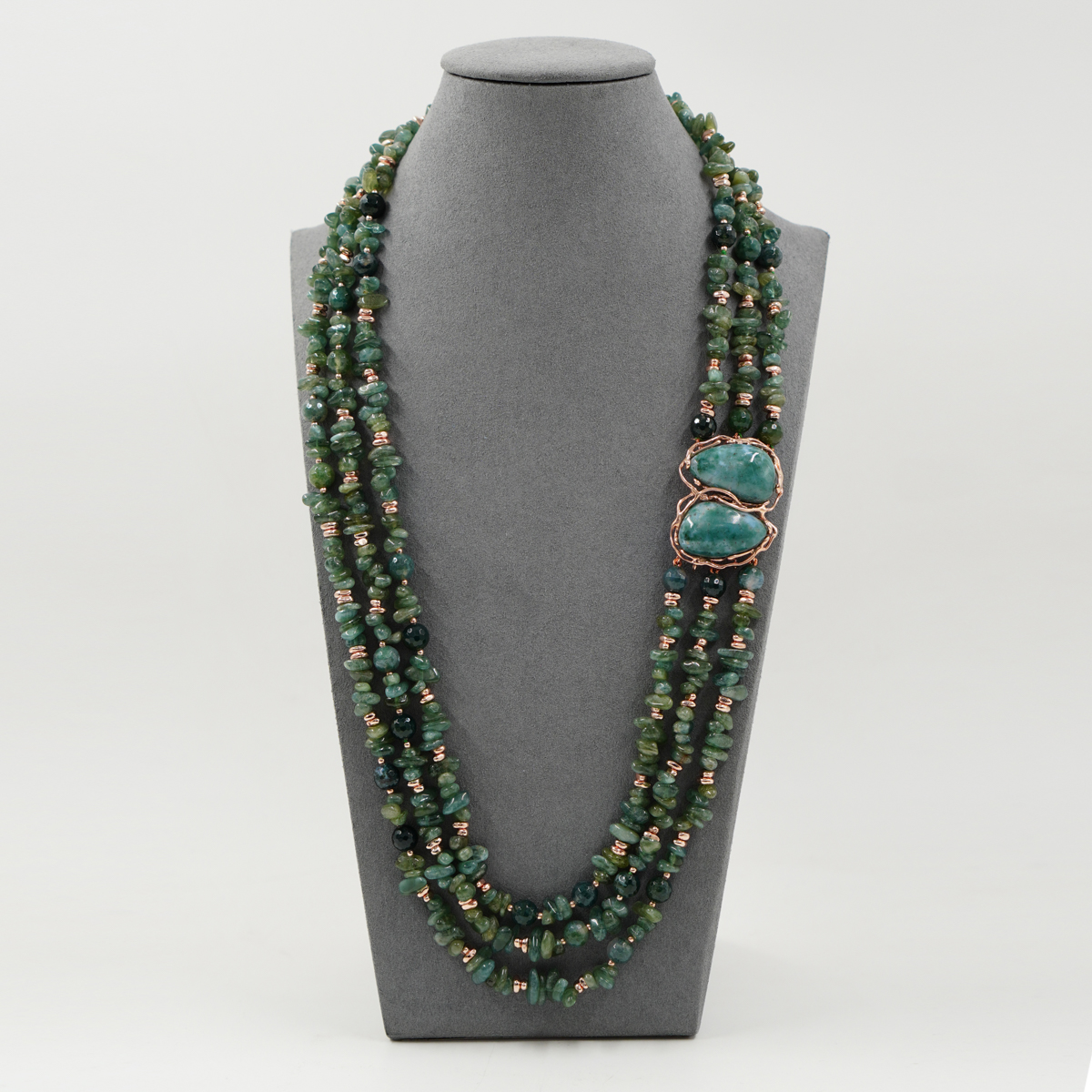 Collana apatite, agata, chiusura argento