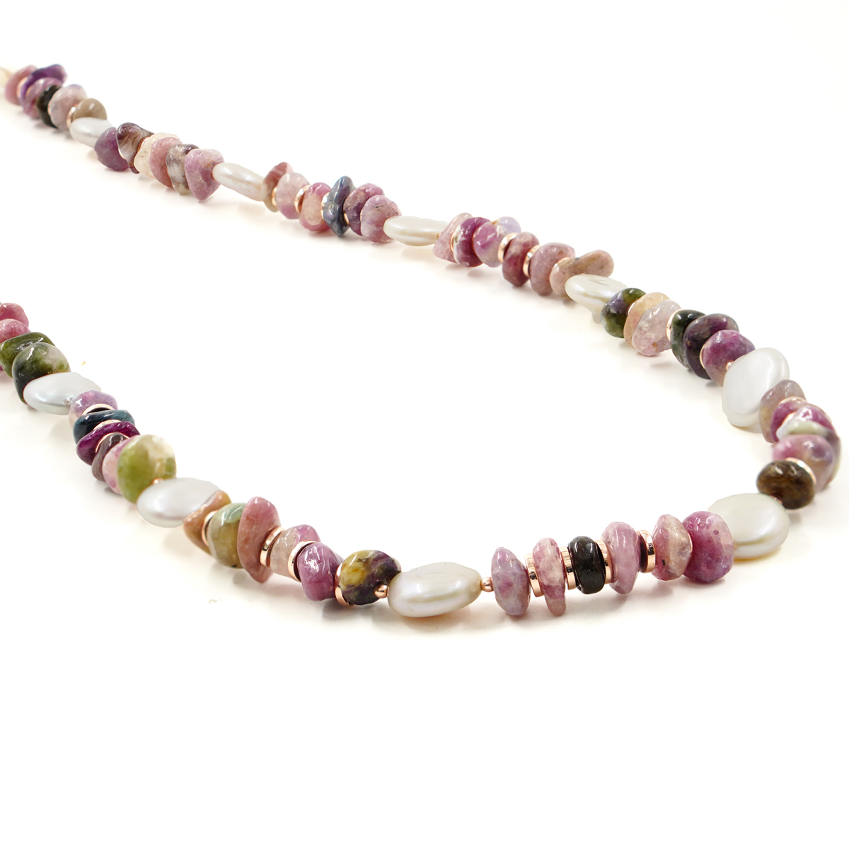 Collana tormalina, perla, chiusura argento