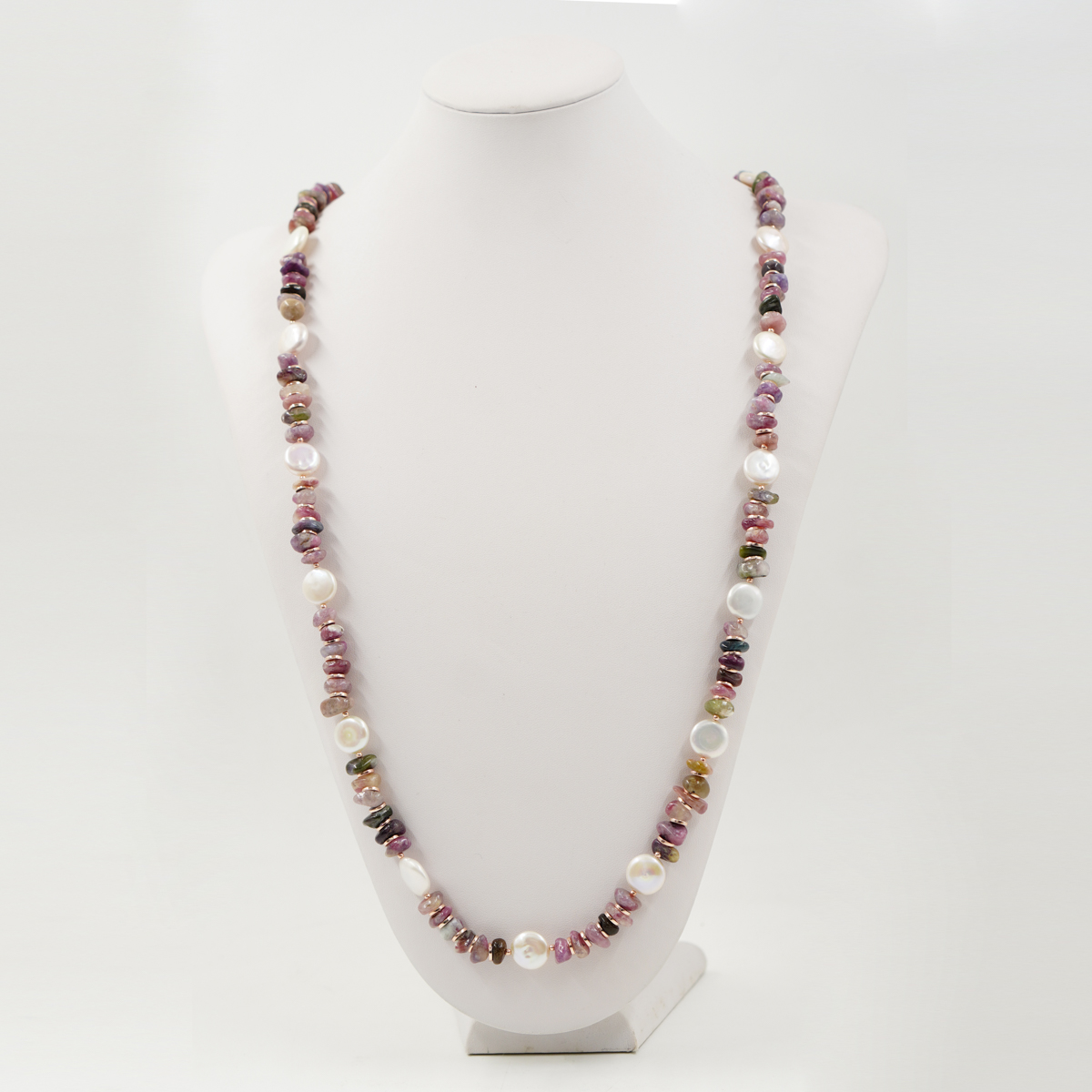 Collana tormalina, perla, chiusura argento - immagine 2