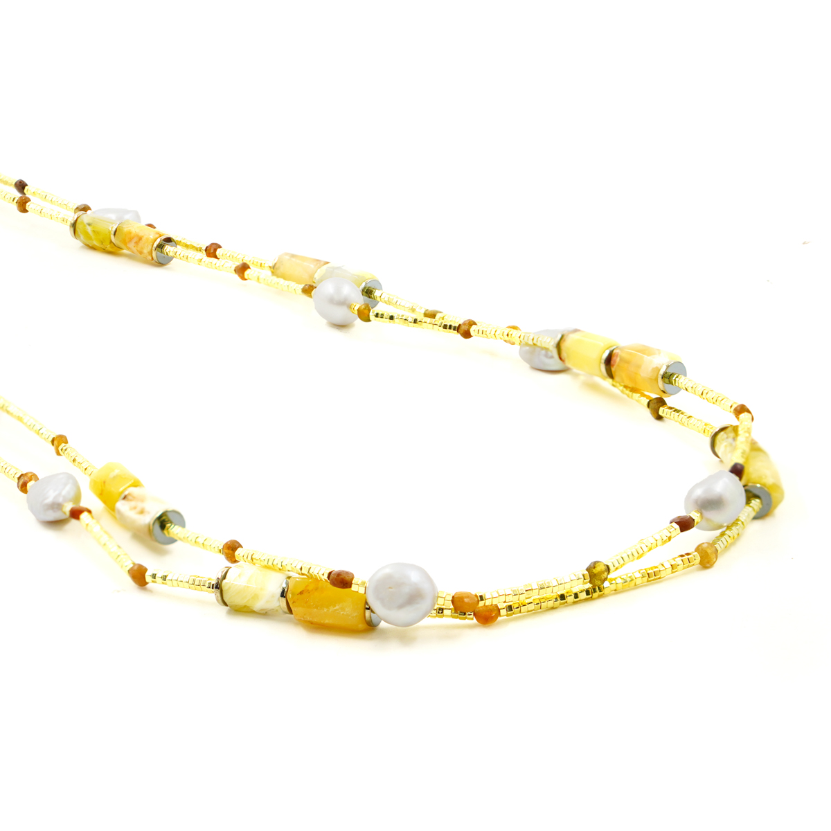 Collana ematite, Opale, perla, chiusura argento