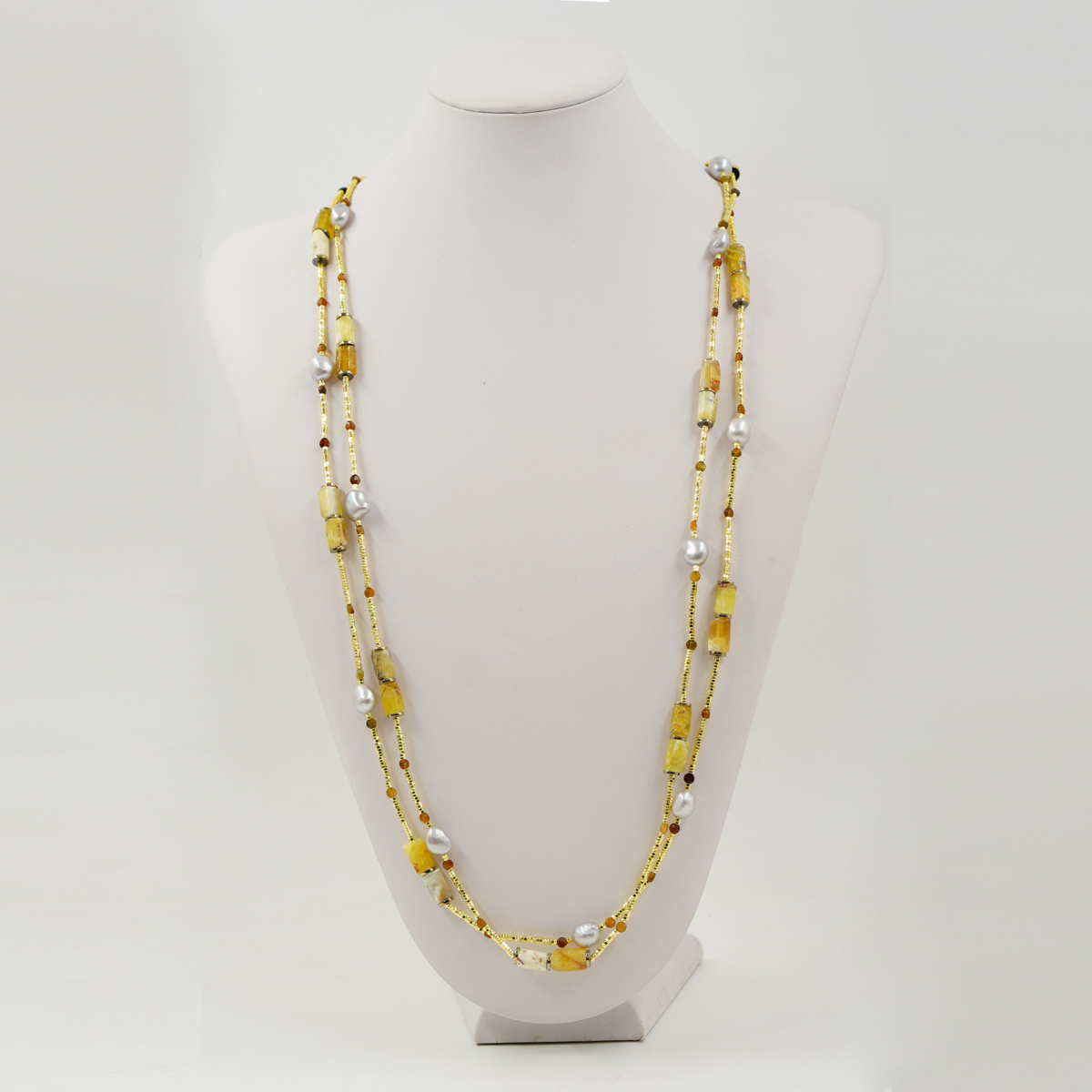 Collana ematite, Opale, perla, chiusura argento - immagine 2