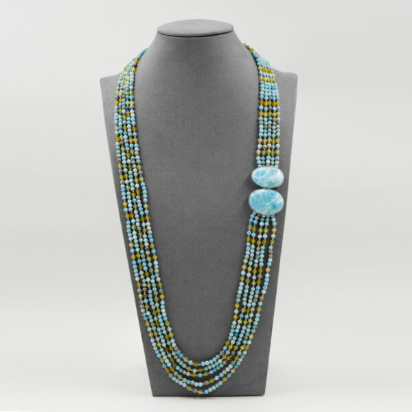 Collana larimar, giada, chiusura argento
