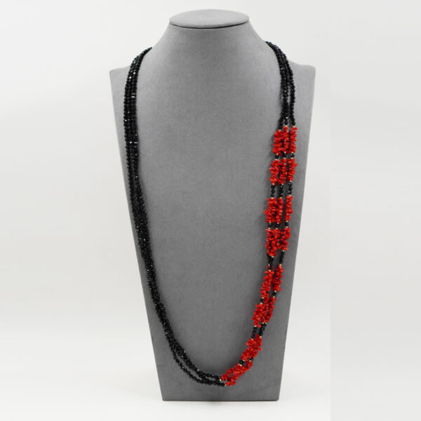Collana agata, corallo, chiusura argento