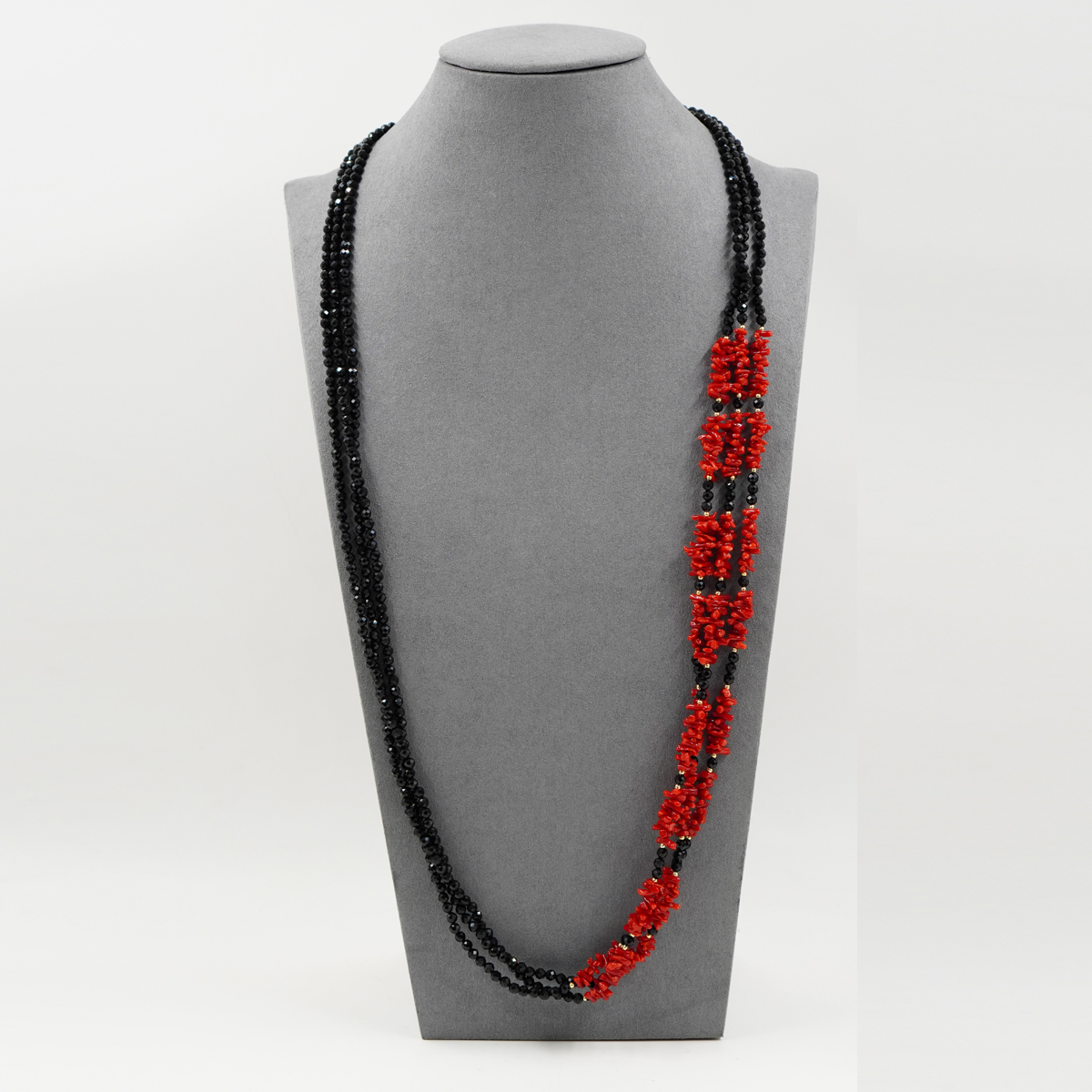 Collana agata, corallo, chiusura argento