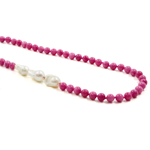 Collana giada, perla, chiusura argento
