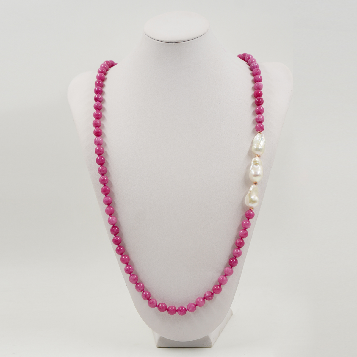 Collana giada, perla, chiusura argento - immagine 2