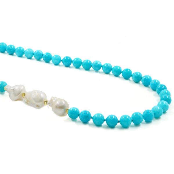 Collana giada, perla, chiusura argento