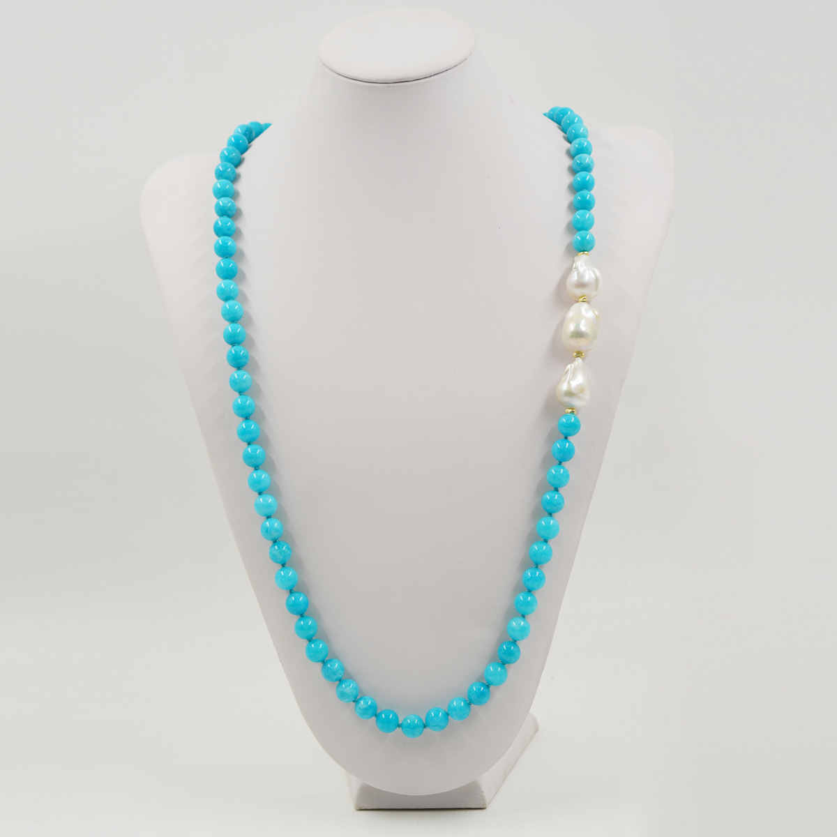 Collana giada, perla, chiusura argento - immagine 2