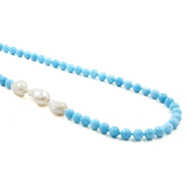 Collana giada, perla, chiusura argento