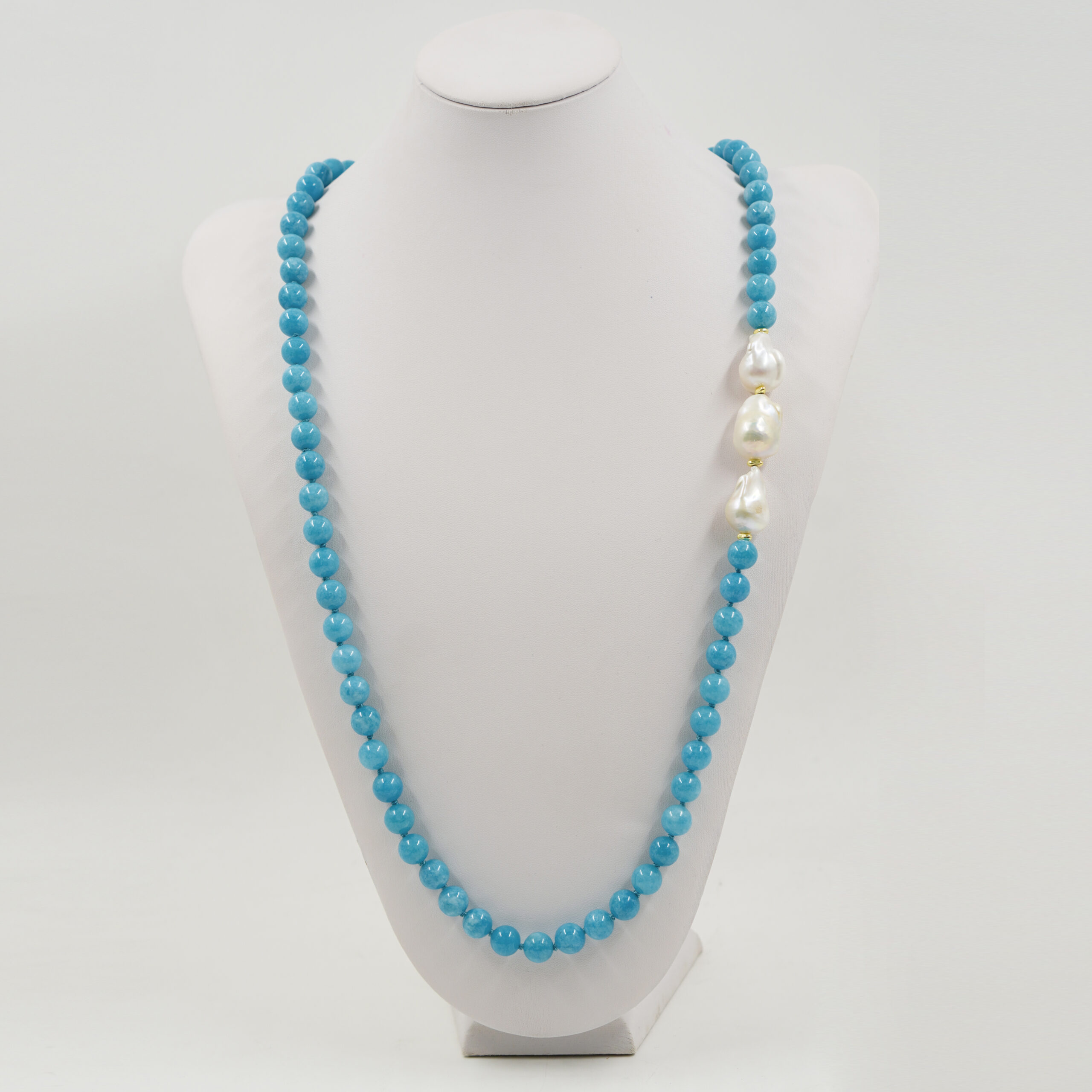 Collana giada, perla, chiusura argento - immagine 2
