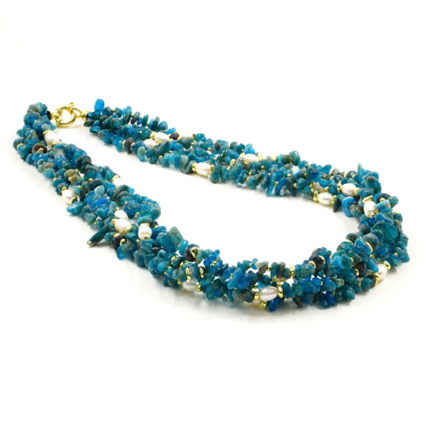 Collana apatite, perla, chiusura argento