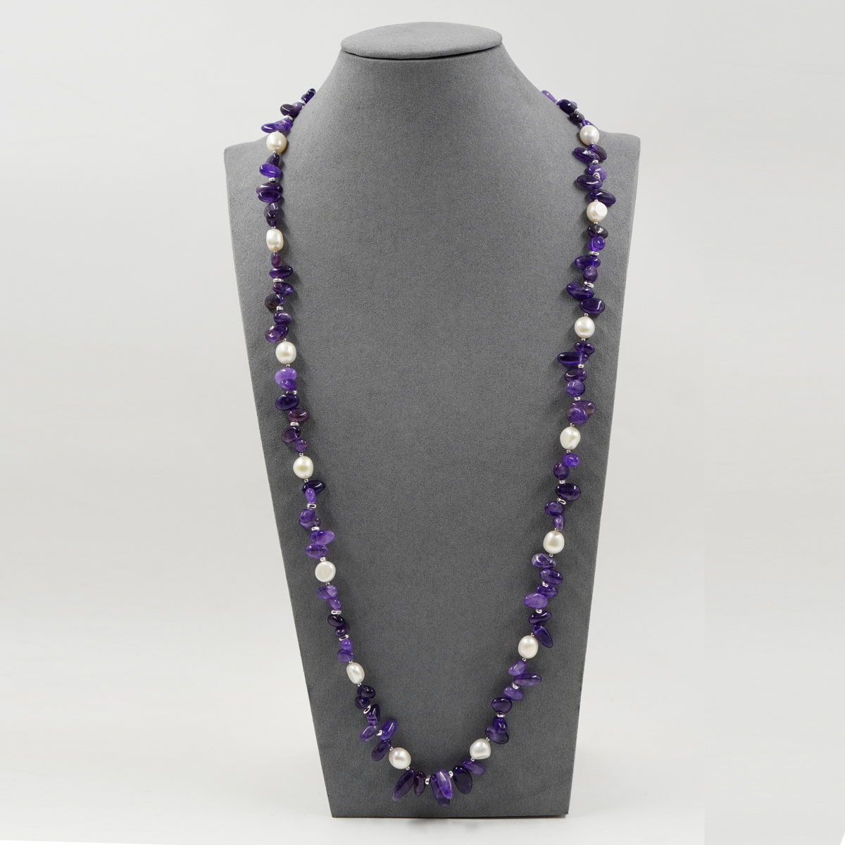 Collana ametista, perla, chiusura argento - immagine 2