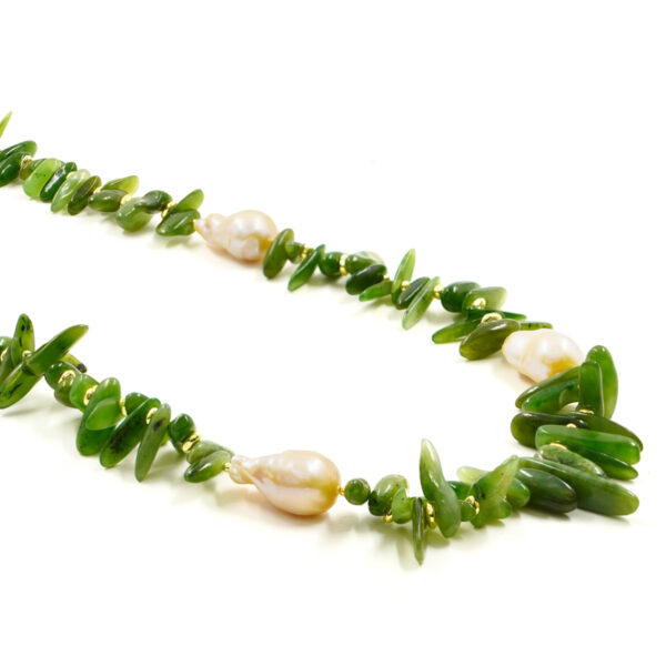 Collana giada, perla, chiusura argento