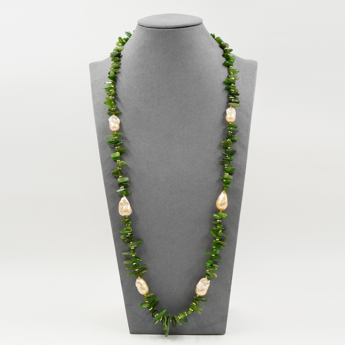 Collana giada, perla, chiusura argento - immagine 2