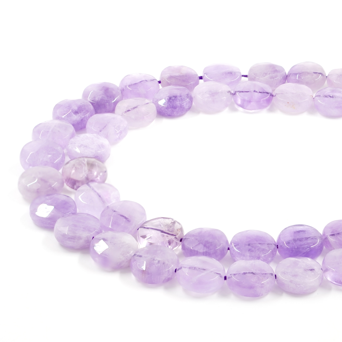 Ametista Lavanda fili monete sfaccettate 14mm