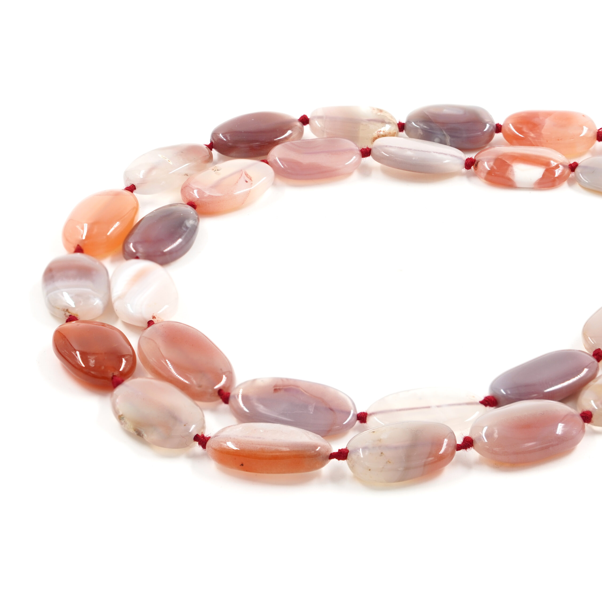 Botswana Red Agate strands flat oval shape size ~13X22mm