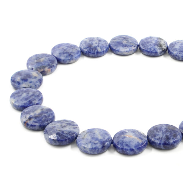 Sodalite strands faceted coin shape size 18mm