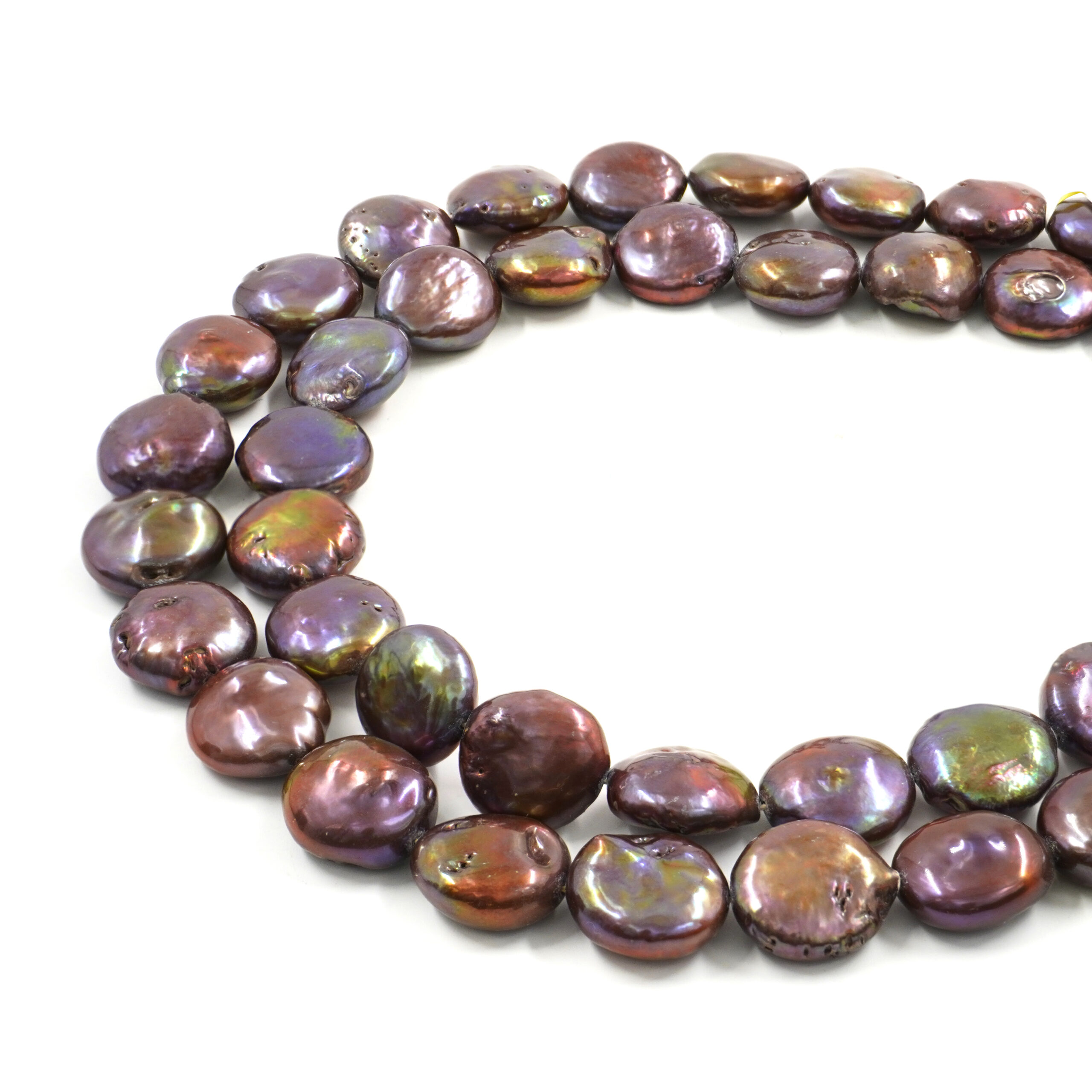 Perle Acqua Dolce fili monete 13-14mm – Bronzo