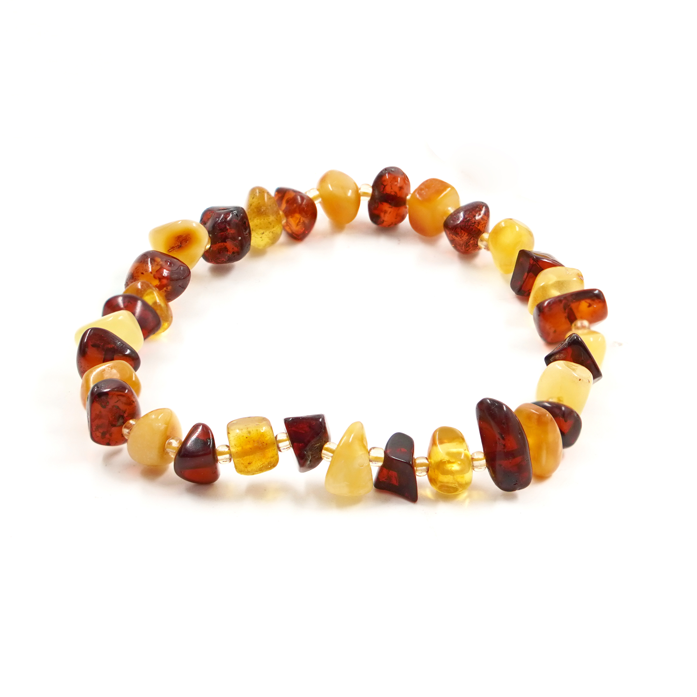 Bracciale Elastico ambra baltica sassi 5-6mm
