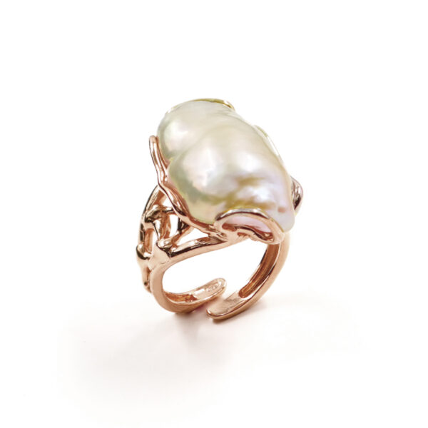 Anello Argento con perla barocca – Rosè