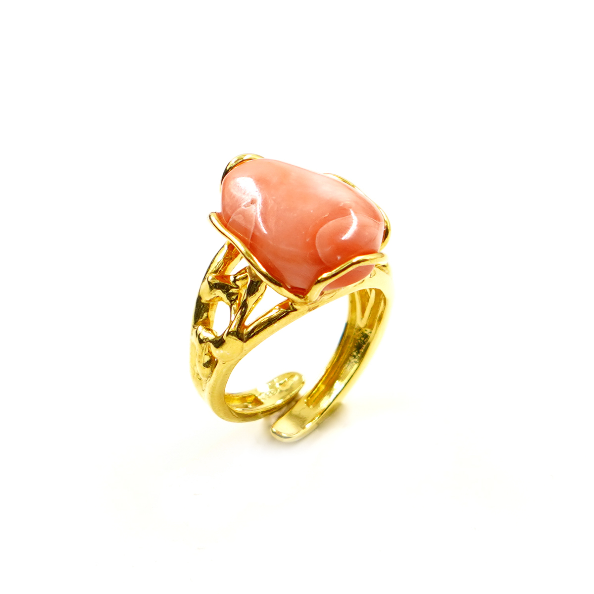 Anello Argento con corallo rosa – Dorato - immagine 3