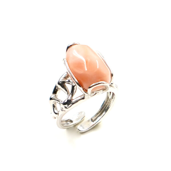 Anello Argento con corallo rosa – Rodiato