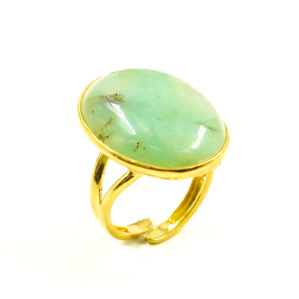 Anello Argento con Crisoprasio &ndash; Dorato
