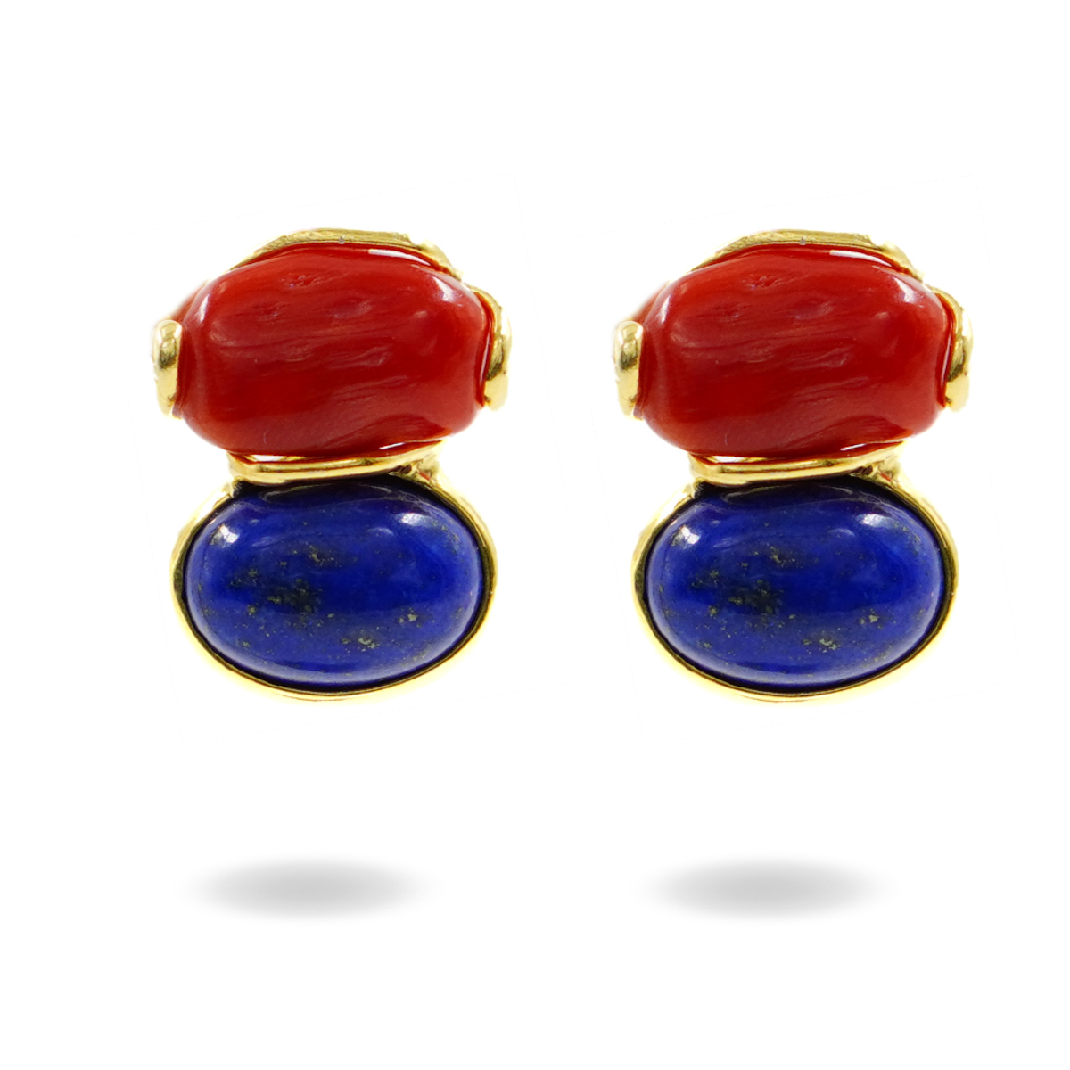Orecchini Argento corallo, lapis – Dorato
