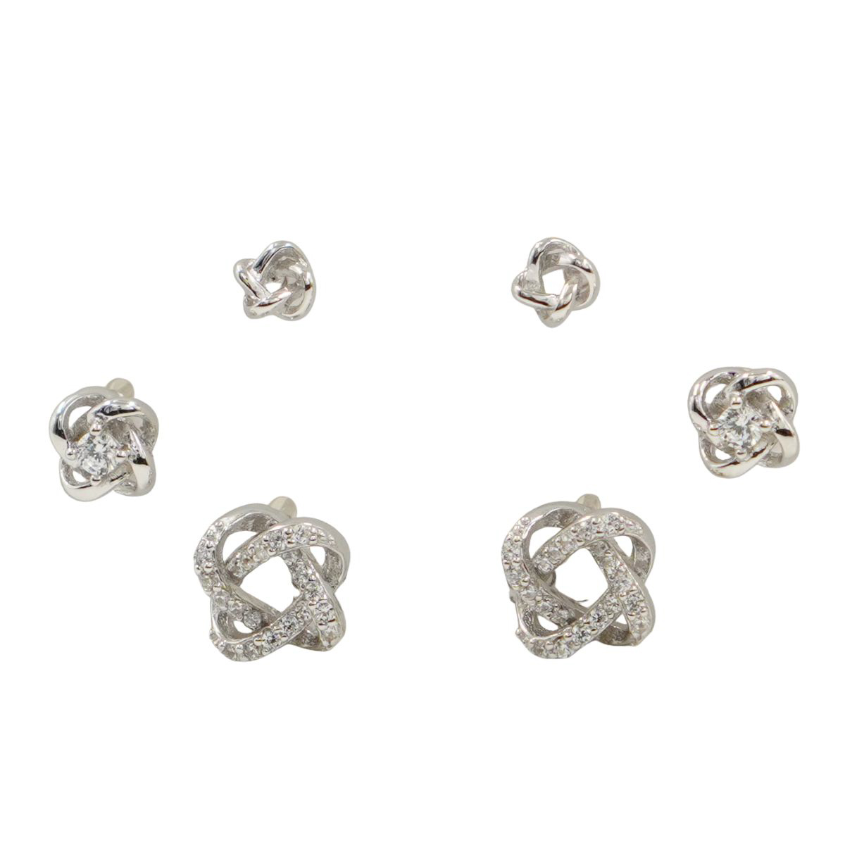 Set Orecchini Argento intrecci con zirconi Rodiato