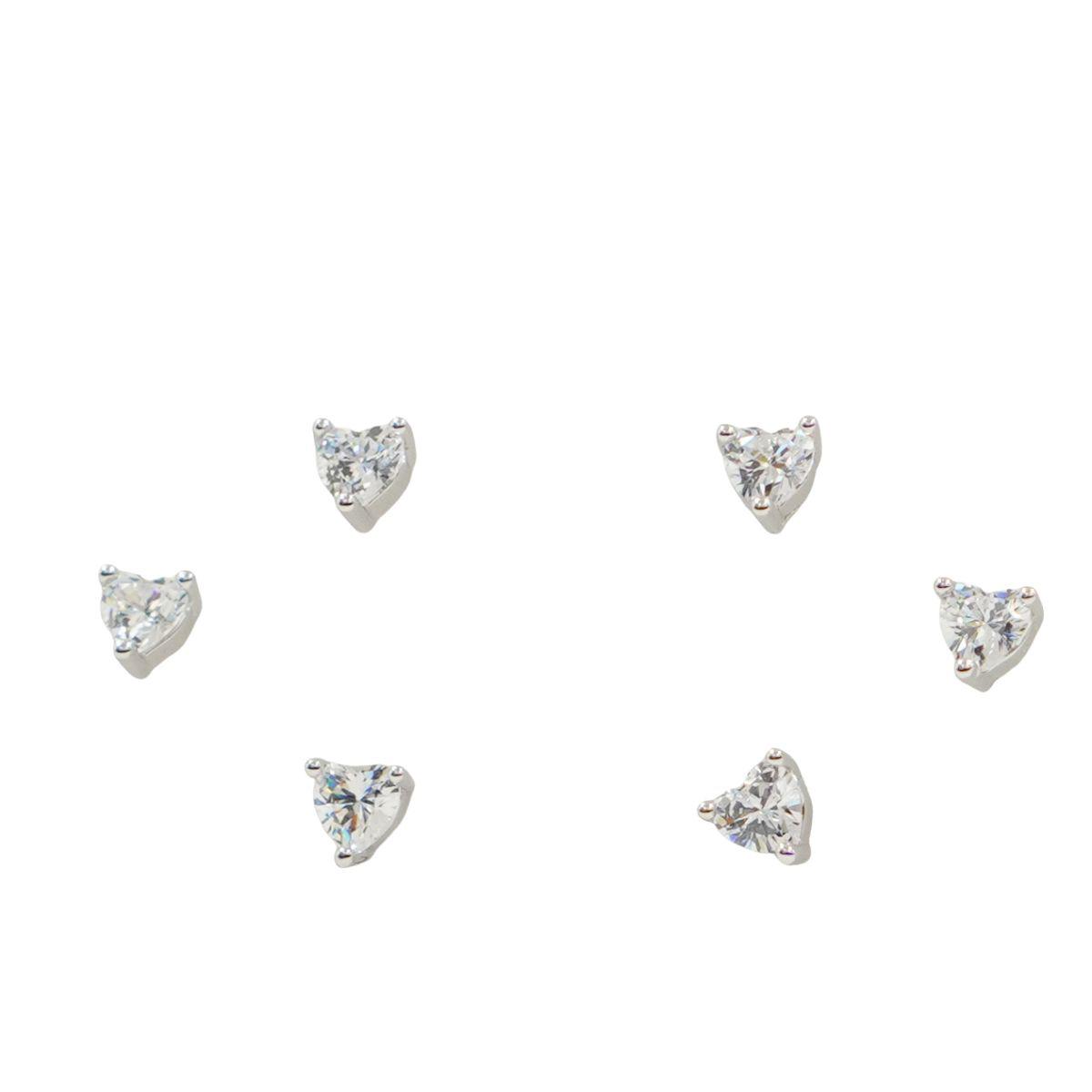Set Orecchini Argento zirconi cuore Rodiato