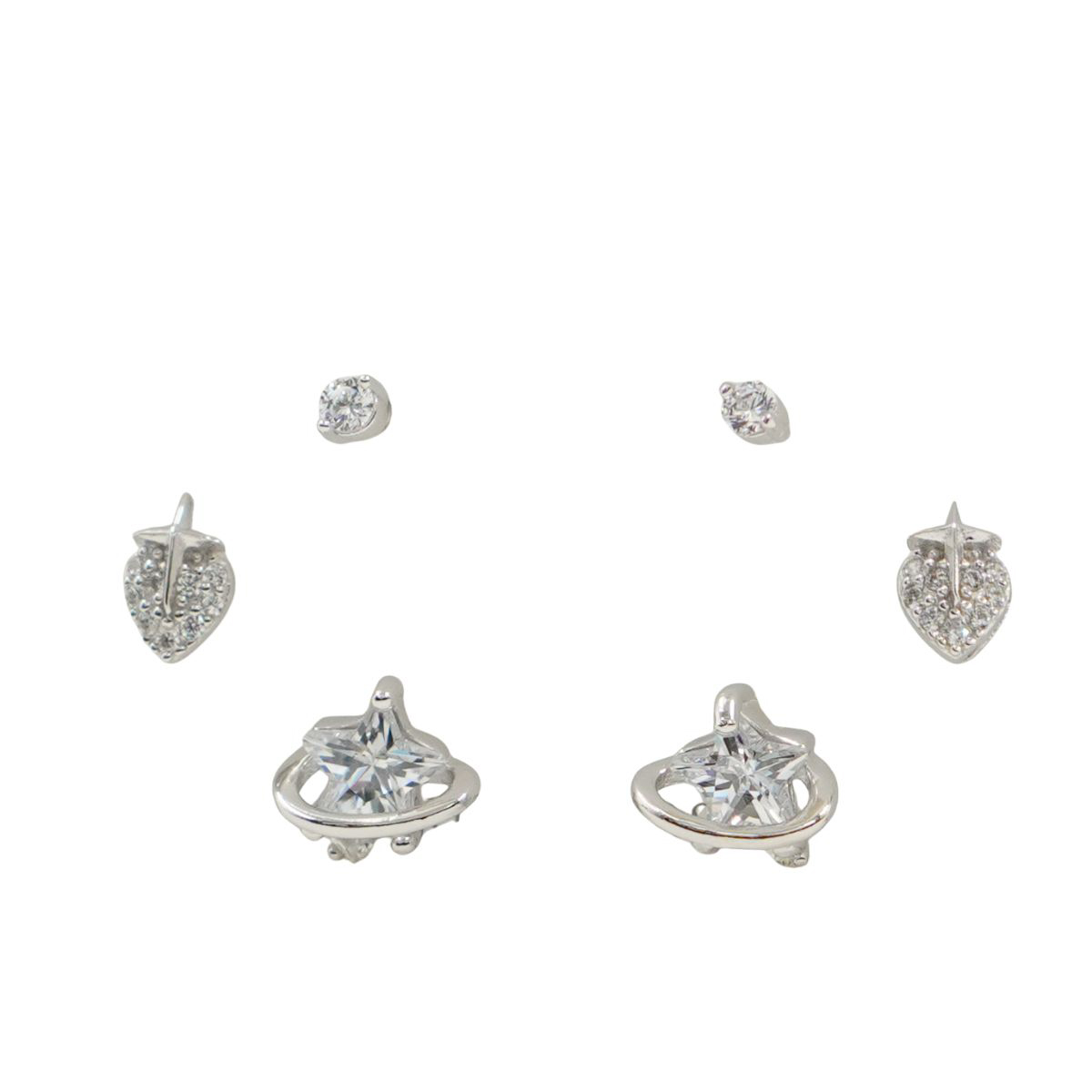 Set Orecchini Argento stella, foglia con zirconi Rodiato