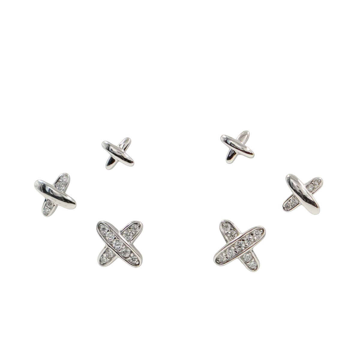 Set Orecchini Argento croci con zirconi Rodiato