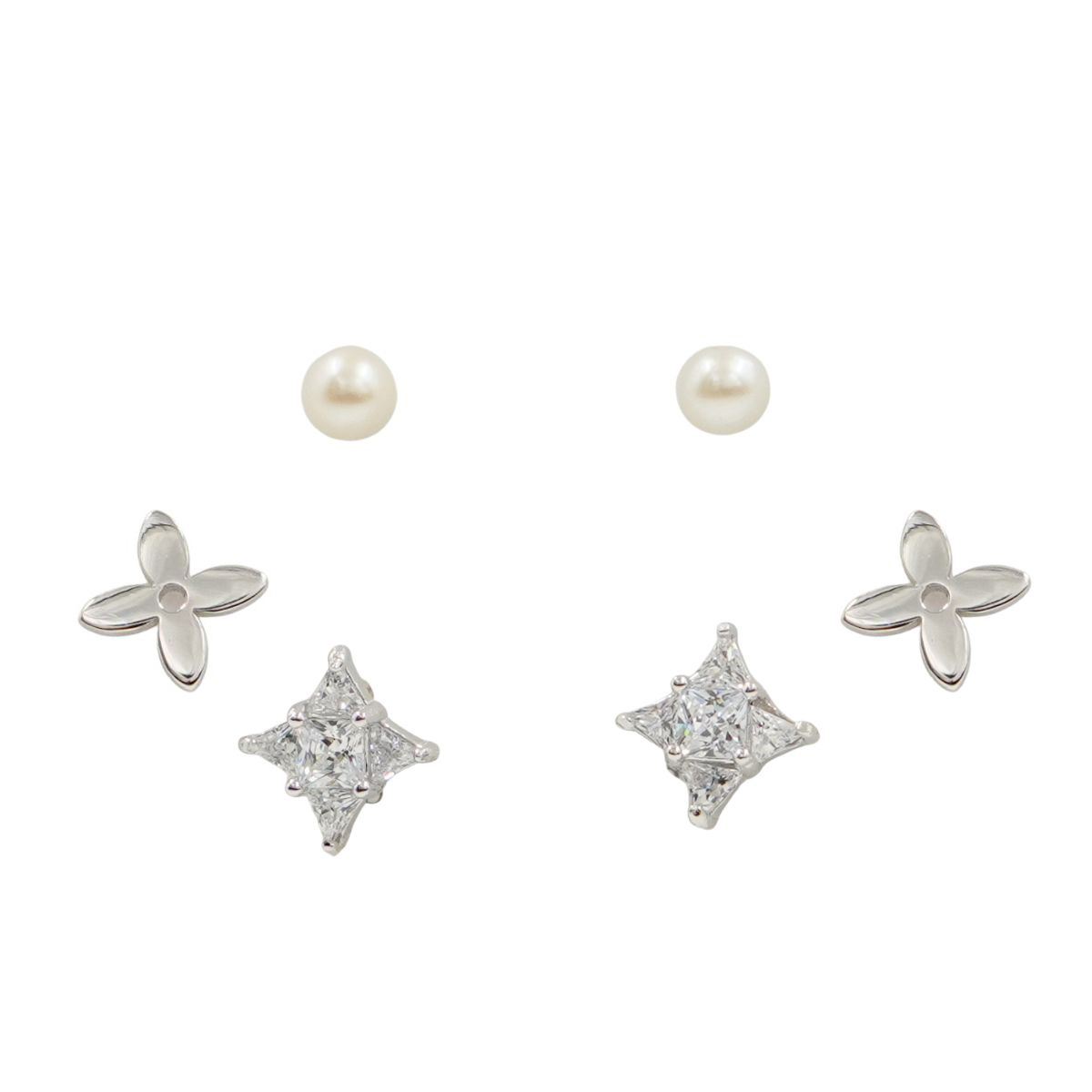 Set Orecchini Argento stelle con zirconi Rodiato