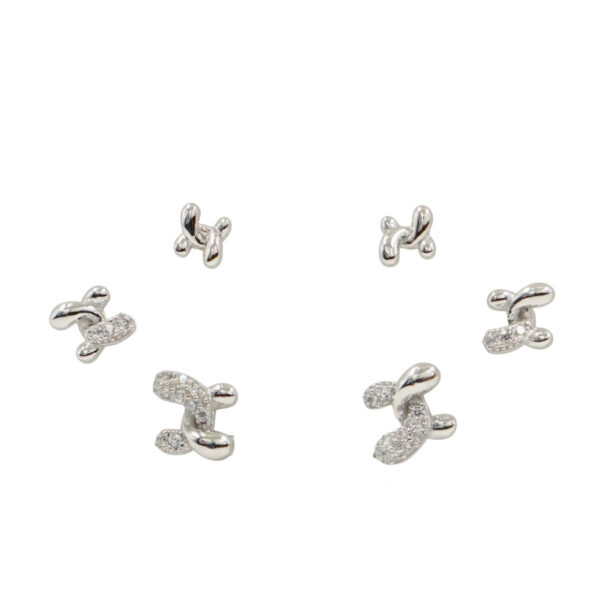 Set Orecchini Argento maglie con zirconi Rodiato