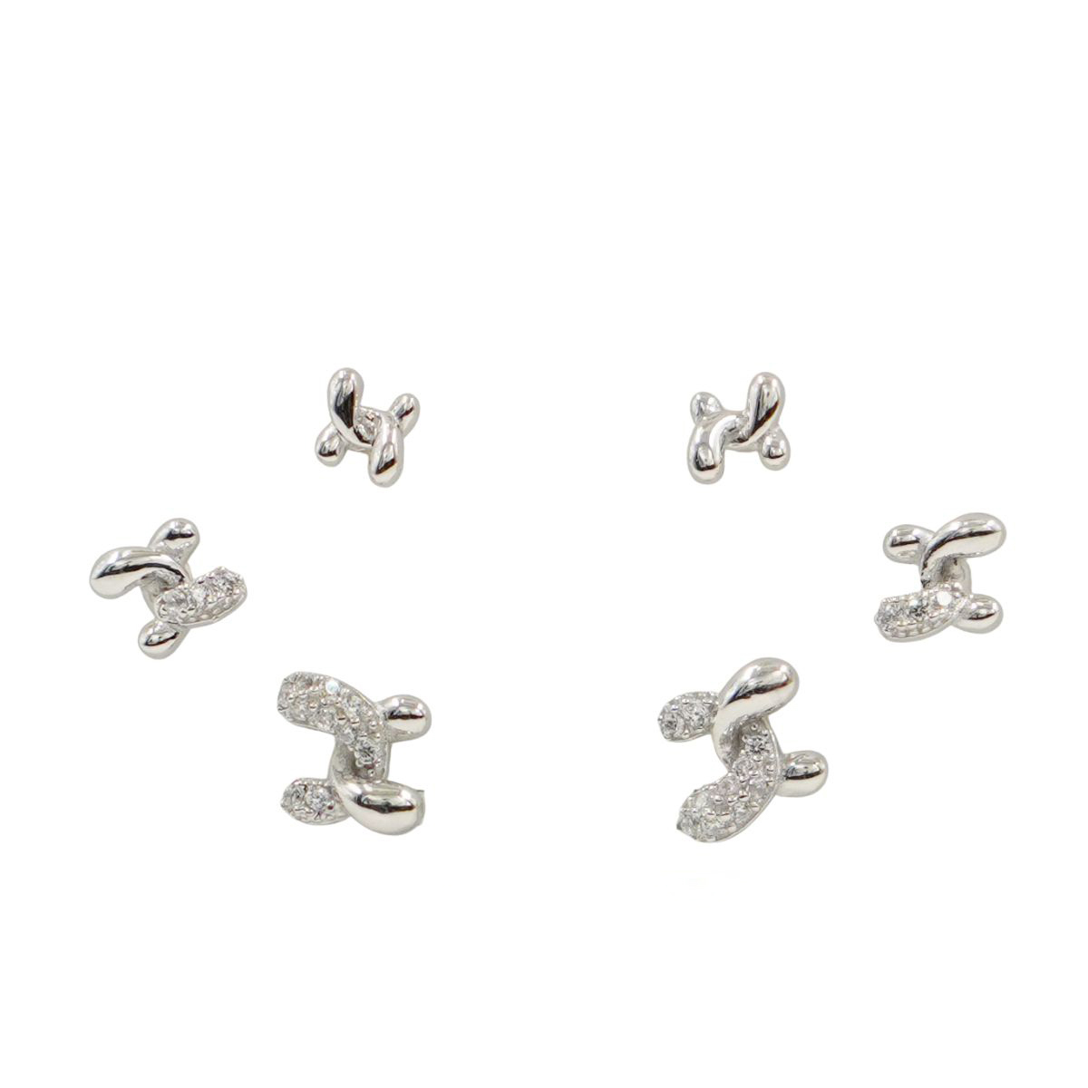 Set Orecchini Argento maglie con zirconi Rodiato