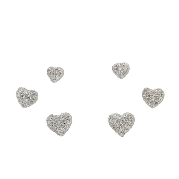 Set Orecchini Argento cuori con zirconi Rodiato