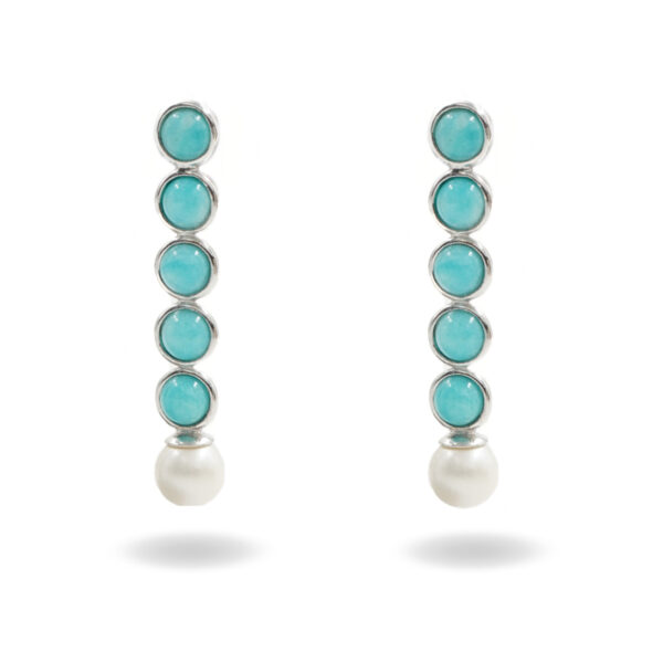 Orecchini Argento amazzonite, perle – Rodiato