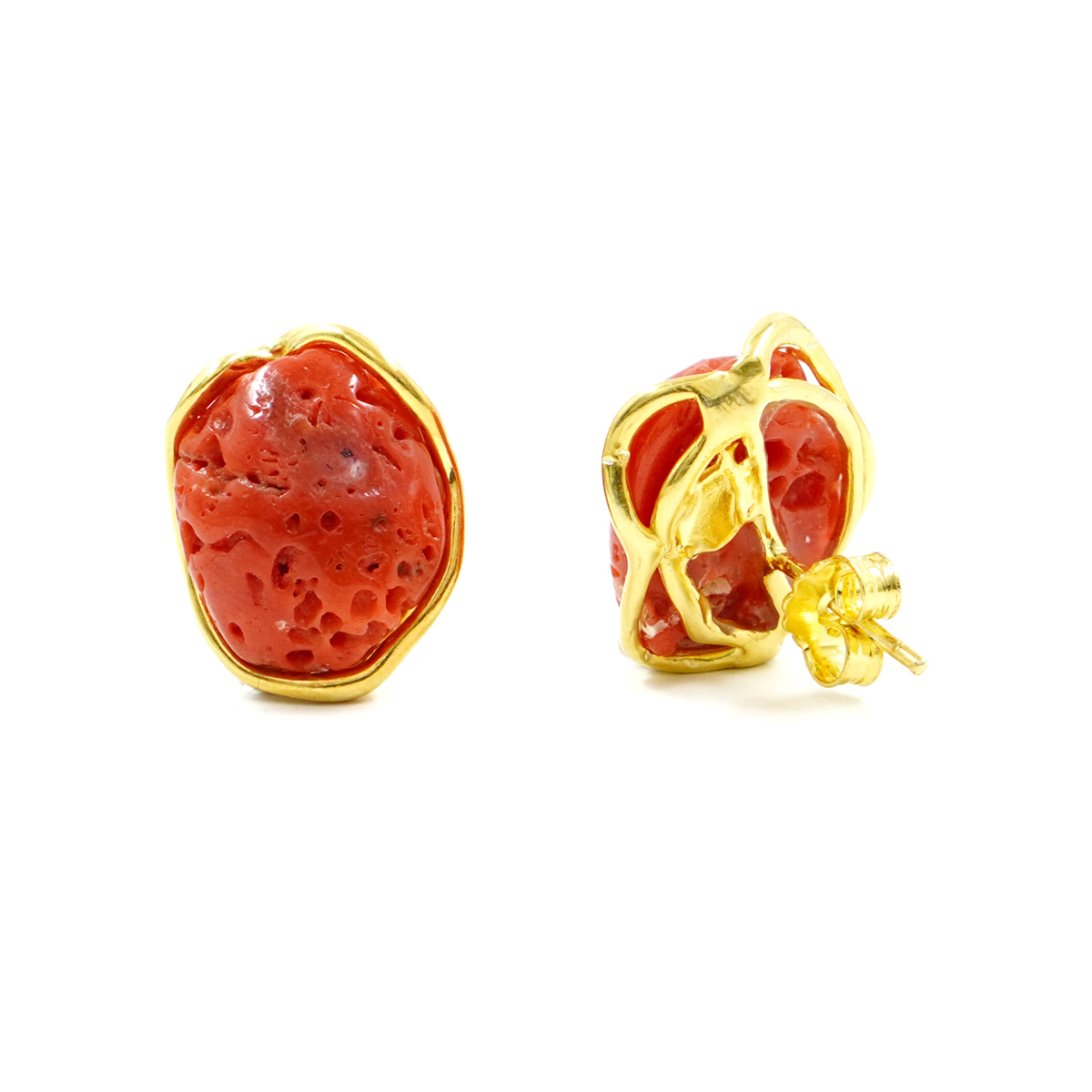 Orecchini Argento corallo - Dorato