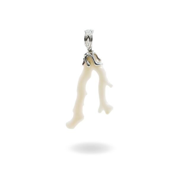 Pendente Argento ramo corallo bianco - Rodiato