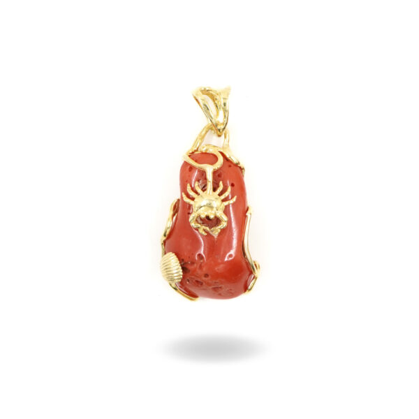 Pendente Argento corallo tema mare - Dorato