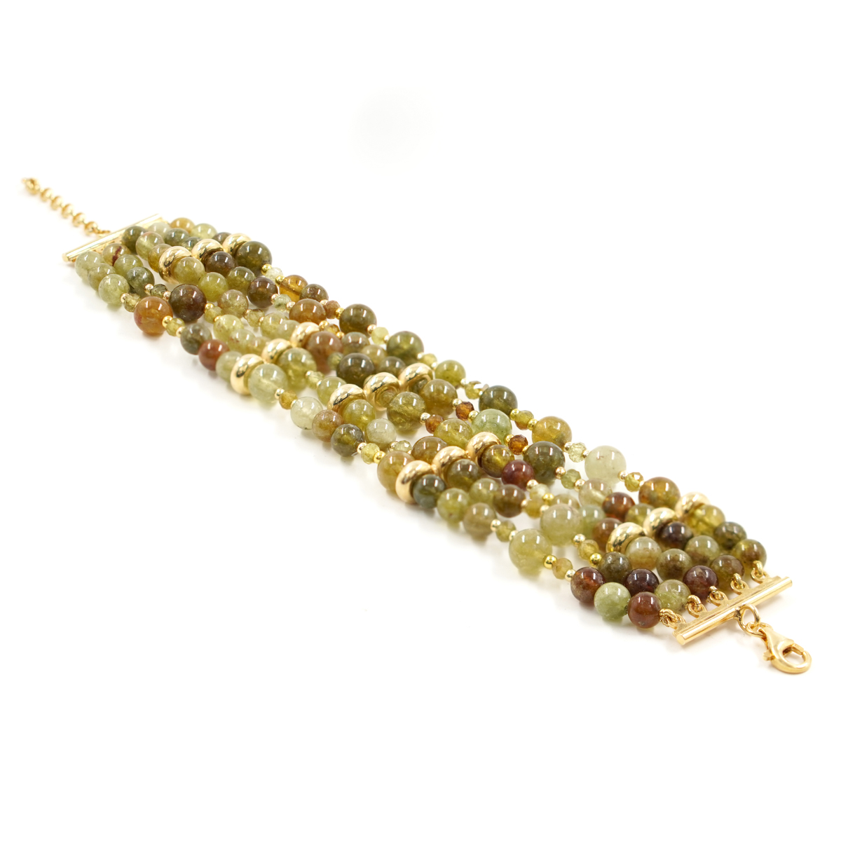Bracciale granato verde, chiusura argento