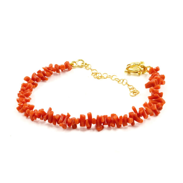 Bracciale cupolini corallo chiusura argento Dorato