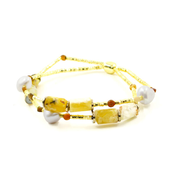 Bracciale Elastico opale, ematite, perla